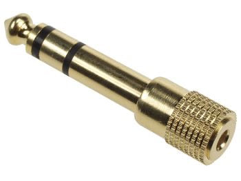 Adaptador estéreo fêmea de 3,5 mm para estéreo macho de 6,35 mm (dourado)