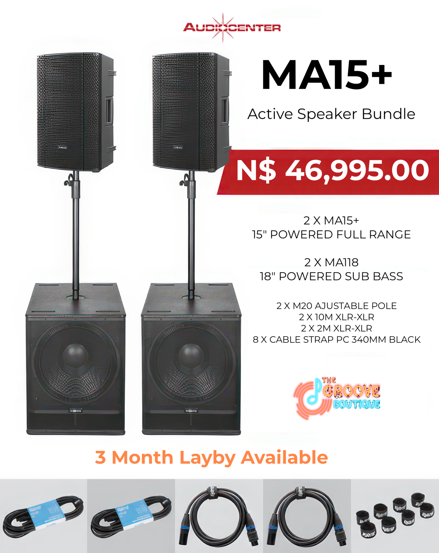 Conjunto de colunas ativas Audiocenter MA15+