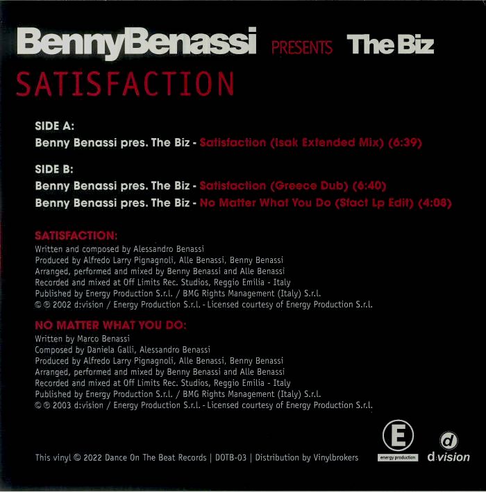 Benny Benassi presents The Biz - Satisfaction (reissue)