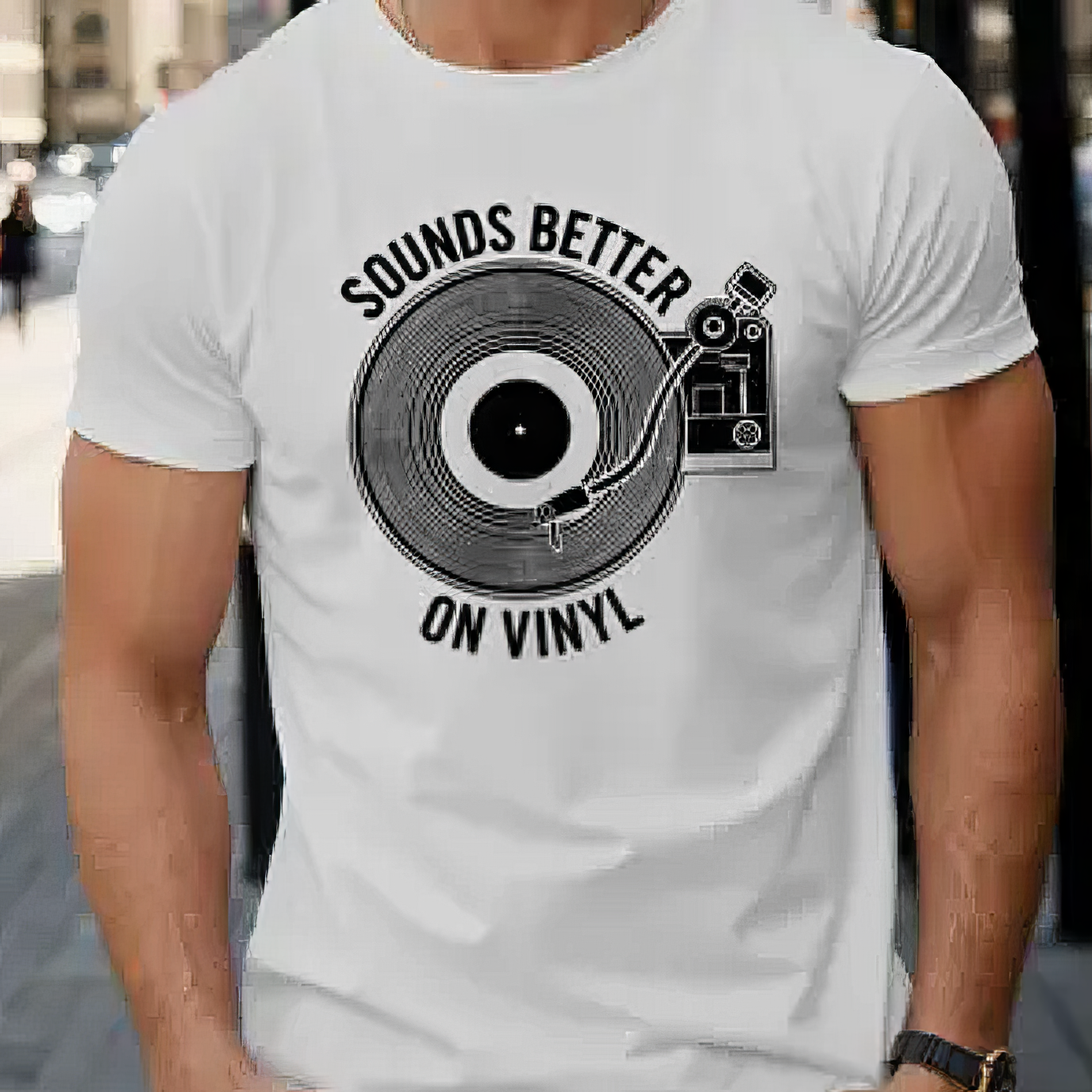 Sounds Better On Vinyl Print T-Shirt (White)