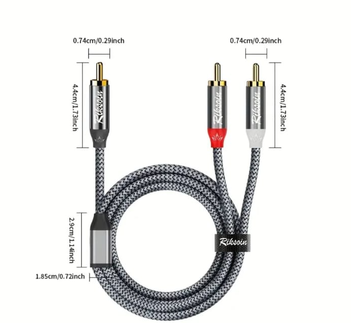 1 RCA to 2 RCA 3M Nylon Braided