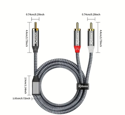 1 RCA to 2 RCA 3M Nylon Braided