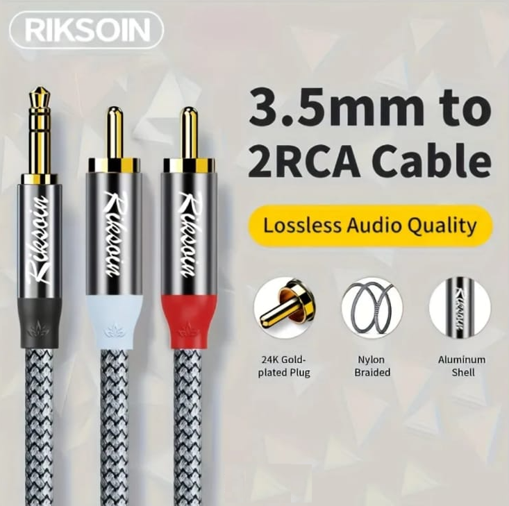 3.5mm Jack to 2RCA 3M Nylon Braided