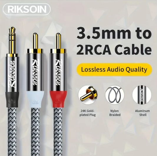 3.5mm Jack to 2RCA 3M Nylon Braided