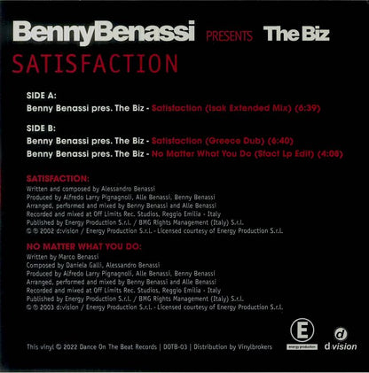 Benny Benassi presents The Biz - Satisfaction (reissue)