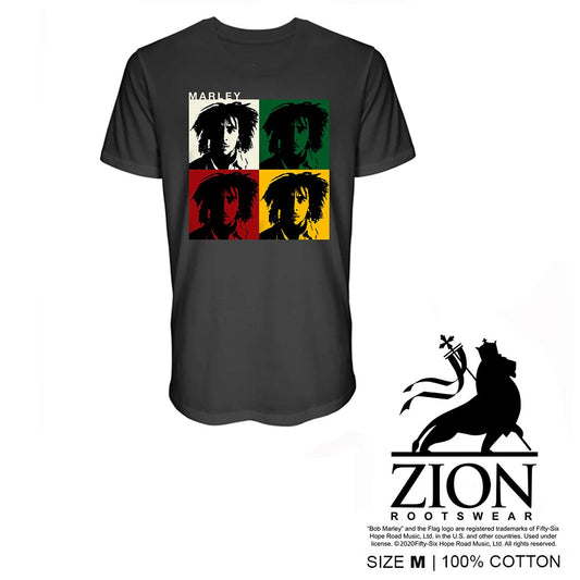 Bob Marley -BM 4 Square Charcoal Unisex Tshirt