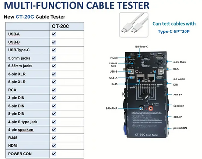 16-in-1 Audio Cable Tester with LED Indicators Cable Tester