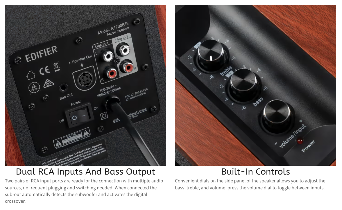 Edifier R1700BTs Bookshelf Speakers with Sub out +BT (Pair)