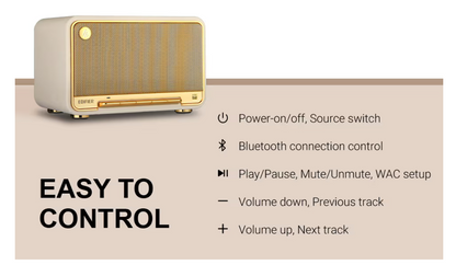 Edifier D32 - Tabletop Wired & Portable Bluetooth Speaker (White)