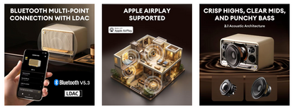 Edifier D32 - Tabletop Wired & Portable Bluetooth Speaker (Classic Walnut)