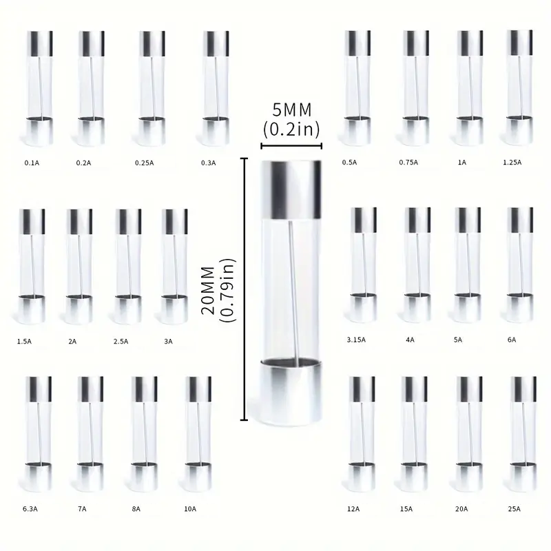Quick Blow Glass Fuses (20mm x 5mm)