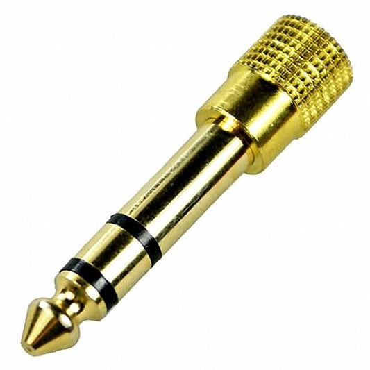 QTX 6.3mm Stereo Jack Plug To 3.5mm Stereo Jack Socket Adaptor (gold)