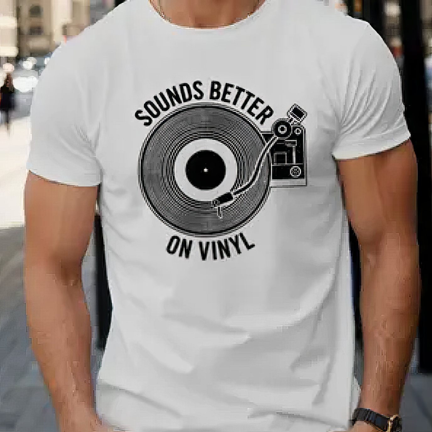 Sounds Better On Vinyl Print T-Shirt (White)