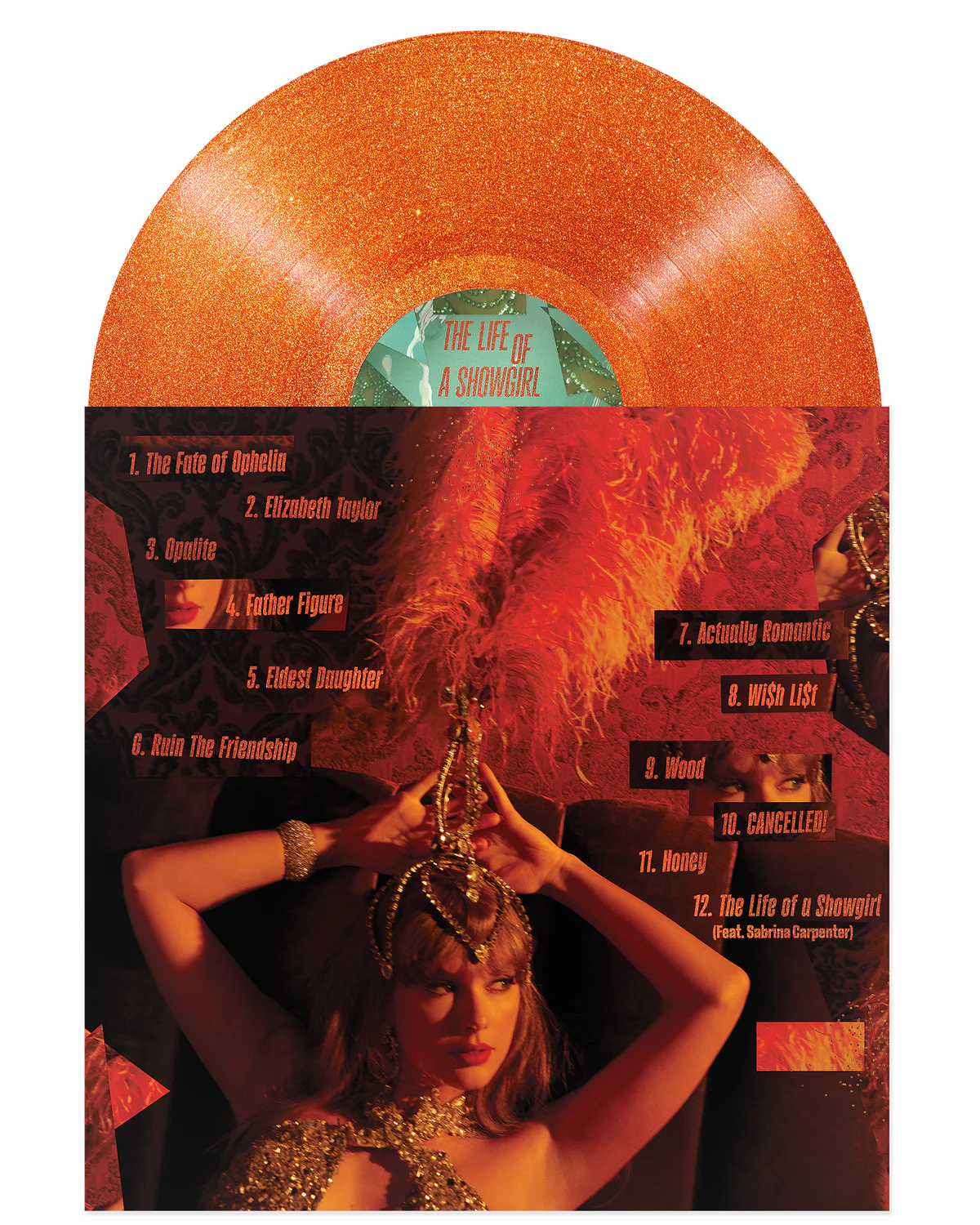 Taylor Swift - The Life of A Showgirl (translucent orange vinyl with gold glitter)