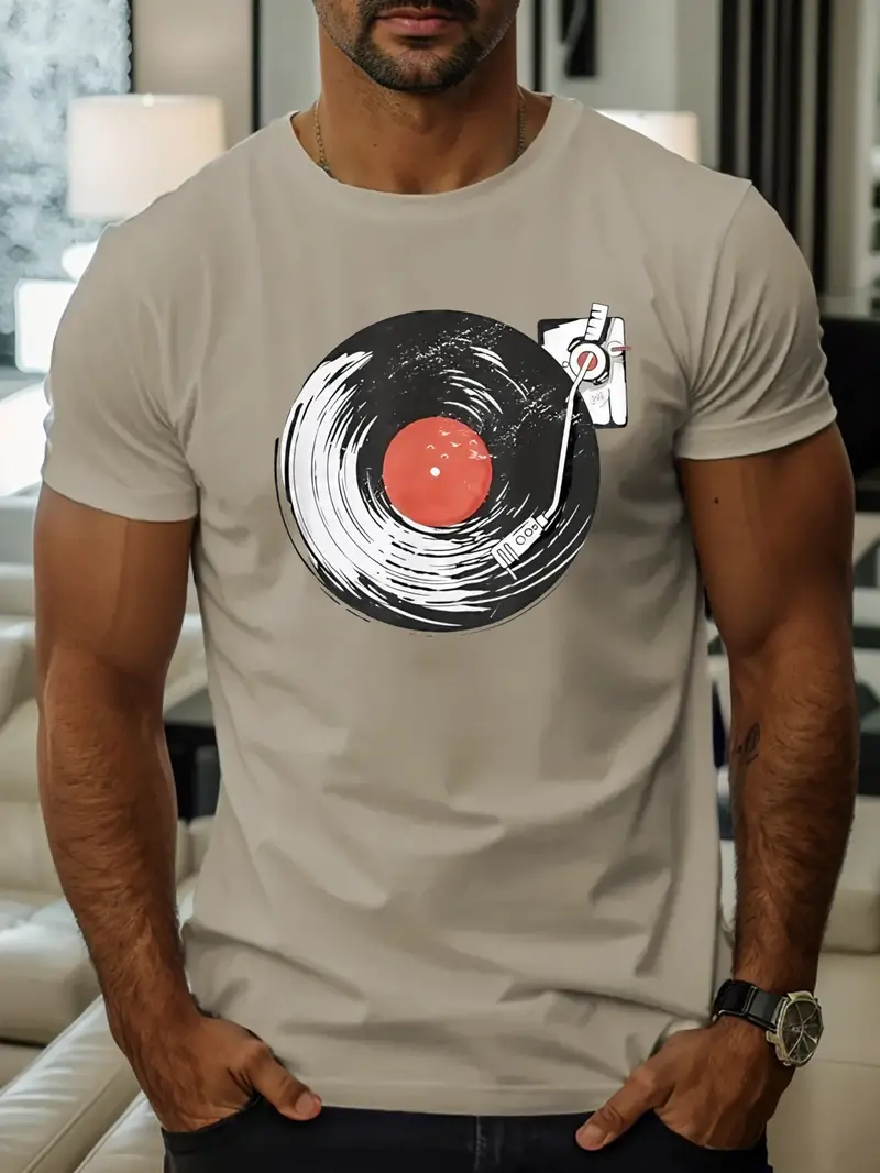 Vinyl Graphic Print Tee Shirt (Khaki)