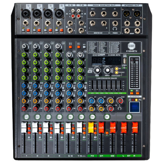 PowerWorks X1604BT-USB – 8 Channel Mixer with BT & USB