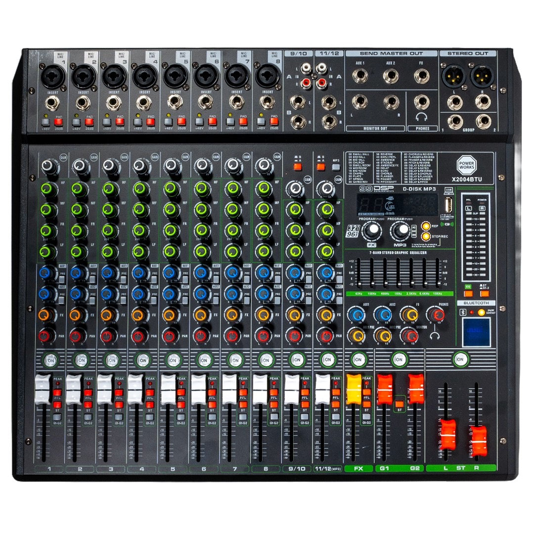 PowerWorks X2004BT-USB 8 Mono and 2 Stereo Channel Mixer