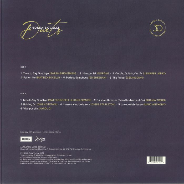 Andrea Bocelli - Duets : The Highlights (30th Anniversary Edition)