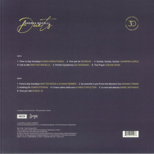Andrea Bocelli - Duets : The Highlights (30th Anniversary Edition)