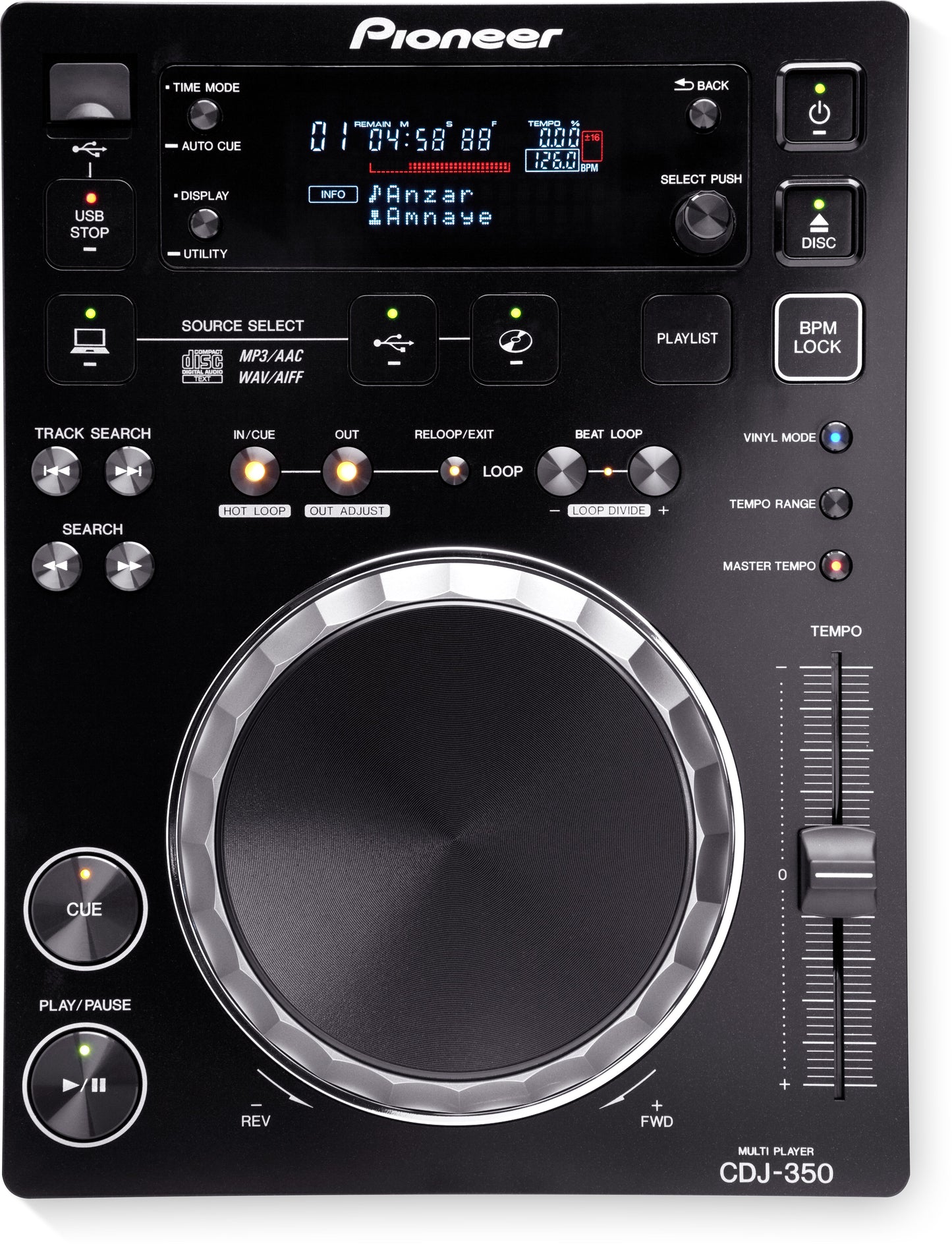 Multi player Pioneer CDJ-350 DJ com unidade de disco (preto)