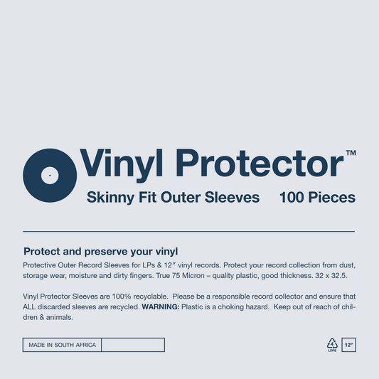 Protective Outer Record Sleeves for LP & 12" records [Pack of 100] Skinny Fit